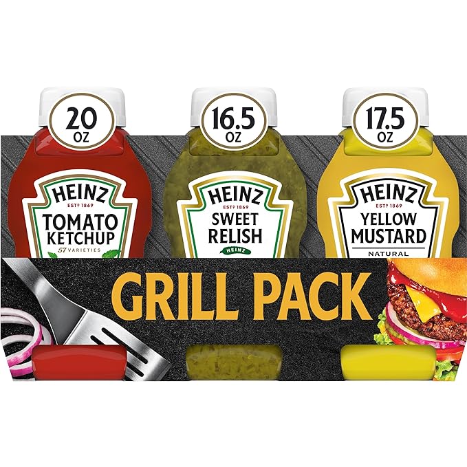 Heinz Tomato Ketchup, Relish, and Mustard Picnic Pack, 3 Count