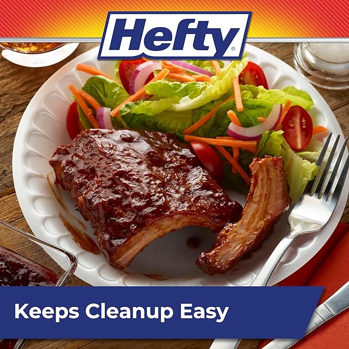 Hefty Everyday 9 Inch Foam Plates, White, 45 Count (Pack of 1)