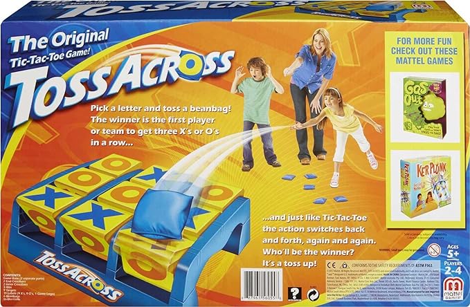 Mattel Games Toss Across Kids Outdoor Game, Bean Bag Toss for Camping and Family Night, Get Three-in-a-Row for 2-4 Players