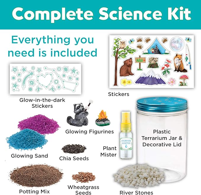 Creativity for Kids Grow 'N Glow Terrarium Kit for Kids - Educational Science Kits Ages 6-8+, Kids Gifts for Boys and Girls, Craft and STEM Projects