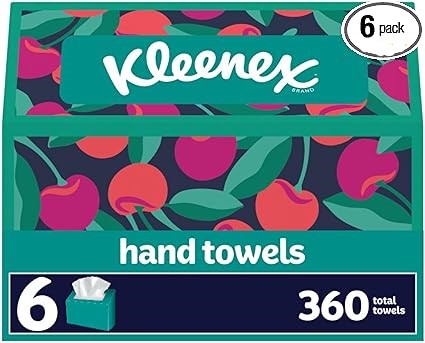 Kleenex Disposable Paper Hand Towels, 6 Boxes, 60 Tissues per Box (360 Total Tissues), Packaging May Vary