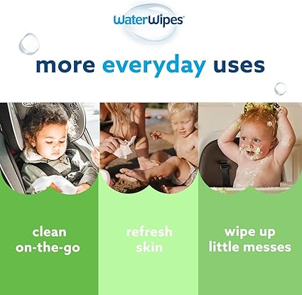 WaterWipes Plastic-Free Textured Clean, Toddler & Baby Wipes, 99.9% Water Based Wipes, Unscented & Hypoallergenic for Sensitive Skin, 540 Count (9 packs), Packaging May Vary
