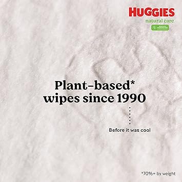 Huggies Natural Care Sensitive Baby Wipes, Unscented, Hypoallergenic, 99% Purified Water, 8 Flip-Top Packs (448 Wipes Total)