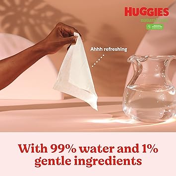 Huggies Natural Care Sensitive Baby Wipes, Unscented, Hypoallergenic, 99% Purified Water, 8 Flip-Top Packs (448 Wipes Total)