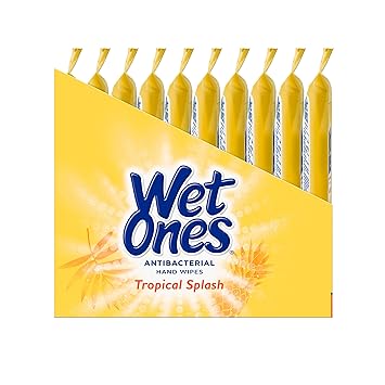 Wet Ones Antibacterial Hand Wipes, Tropical Splash Wipes | Travel Wipes Case, Antibacterial Wipes | 20 ct. Travel Size Wipes (10 pack)