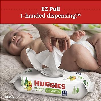 Huggies Natural Care Sensitive Baby Wipes, Unscented, Hypoallergenic, 99% Purified Water, 64 Count (Pack 0f 12) (768 Wipes Total)