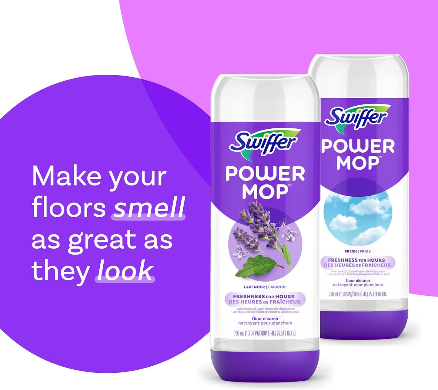 Swiffer PowerMop Floor Cleaning Solution with Lavender Scent, 25.3 fl oz, 2 Pack