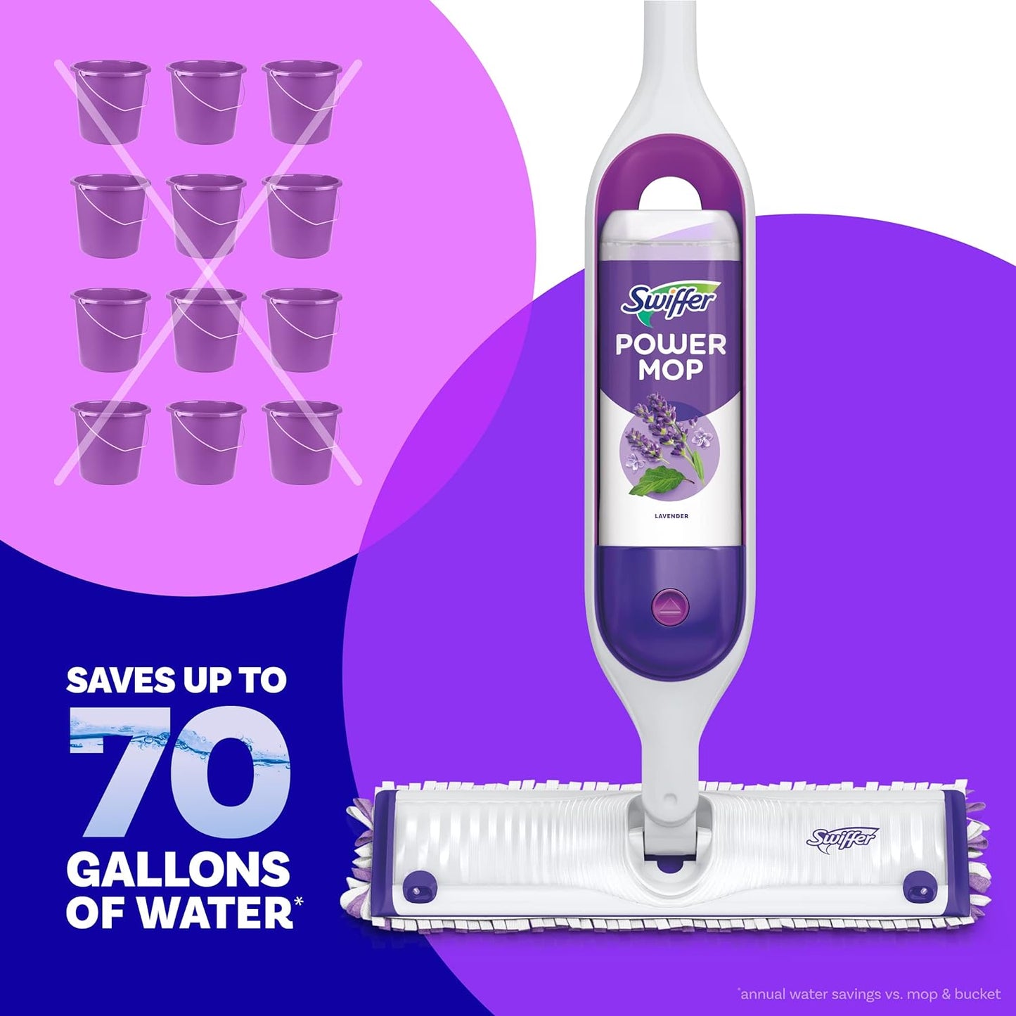 Swiffer PowerMop Floor Cleaning Solution with Lavender Scent, 25.3 fl oz, 2 Pack
