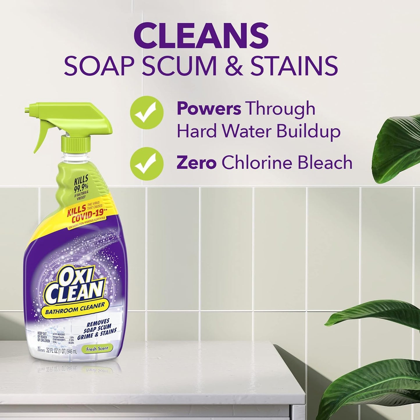 Kaboom OxiClean Bathroom Cleaner, Shower, Tub & Tile, powered by OxiClean Stainfighters, 32oz.