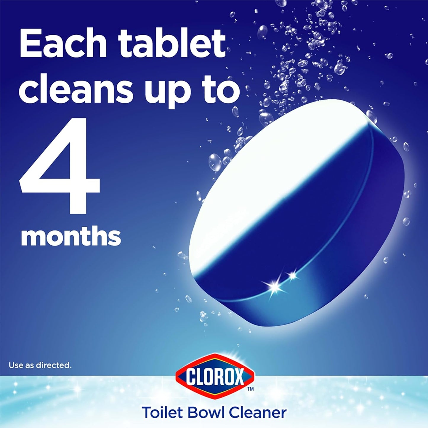 Clorox Ultra Clean Toilet Tablets Bleach & Blue, Rain Clean, 4 Ct (Package May Vary)