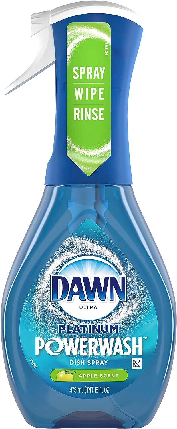 Dawn Platinum Powerwash Dish Spray, Dish Soap, Lemon Scent Refill, 16 oz, 1 Starter Kit + 3 Refills, 4 Total