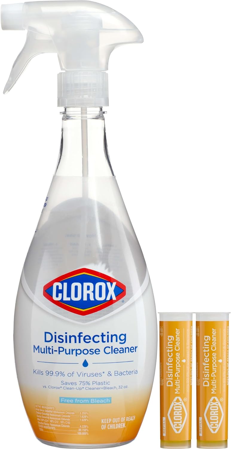 Clorox Disinfecting All-Purpose Cleaner 32 Oz and Disinfecting Bathroom Cleaner, Household Essentials, 30 Oz, Pack of 3