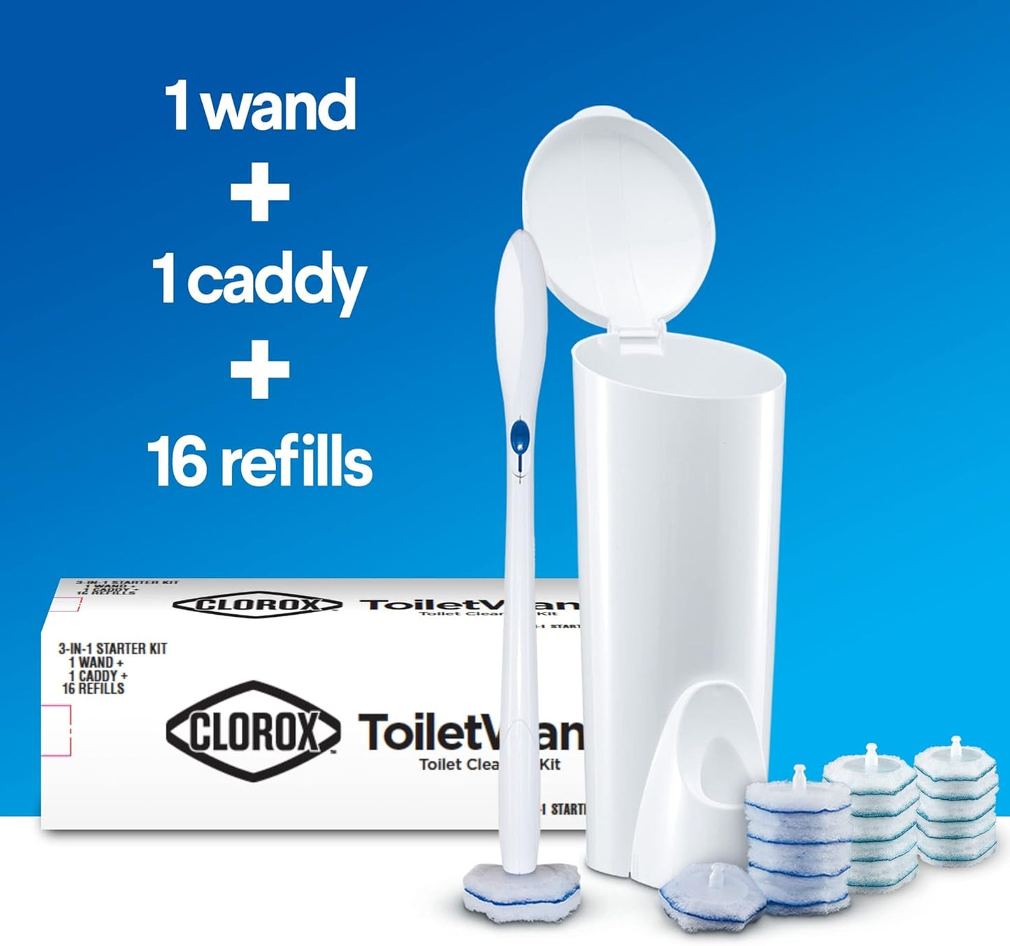 Clorox Toilet Cleaning System - ToiletWand, Storage Caddy and 16 Heads (Package May Vary)