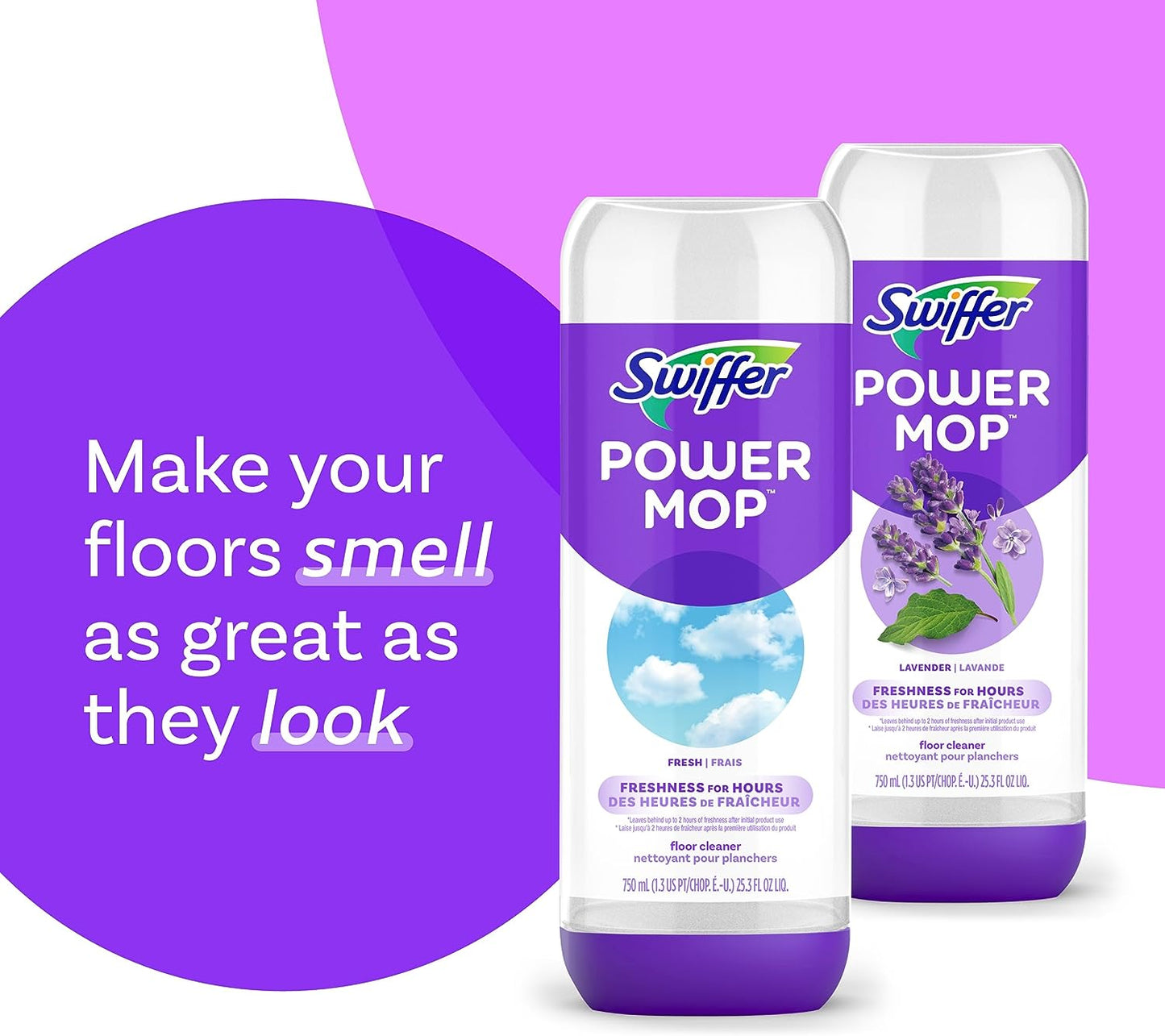 Swiffer PowerMop Floor Cleaning Solution with Lavender Scent, 25.3 fl oz, 2 Pack