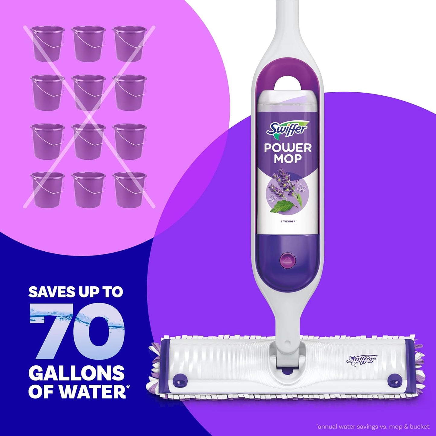 Swiffer PowerMop Floor Cleaning Solution with Lavender Scent, 25.3 fl oz, 2 Pack