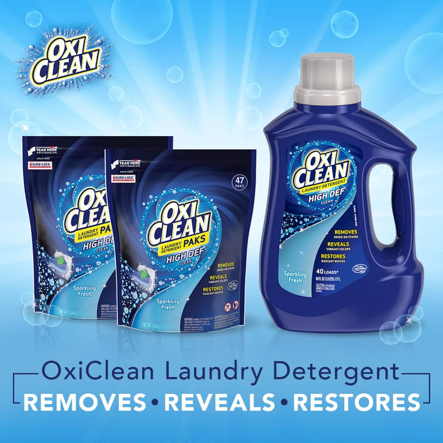 OxiClean High Def Sparkling Fresh Liquid Laundry Detergent, 60 oz.