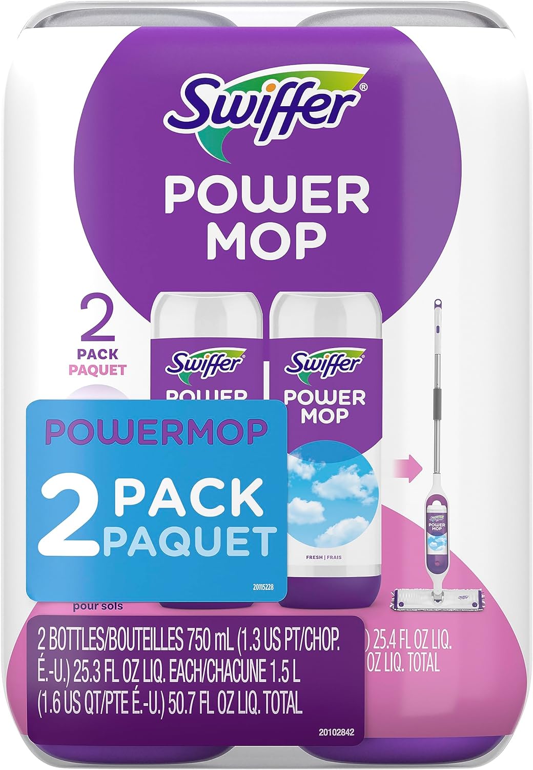 Swiffer PowerMop Floor Cleaning Solution with Lavender Scent, 25.3 fl oz, 2 Pack