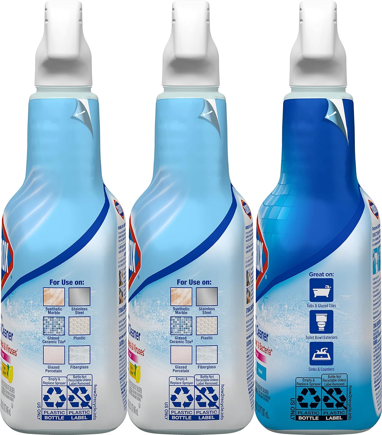 Clorox Disinfecting All-Purpose Cleaner 32 Oz and Disinfecting Bathroom Cleaner, Household Essentials, 30 Oz, Pack of 3