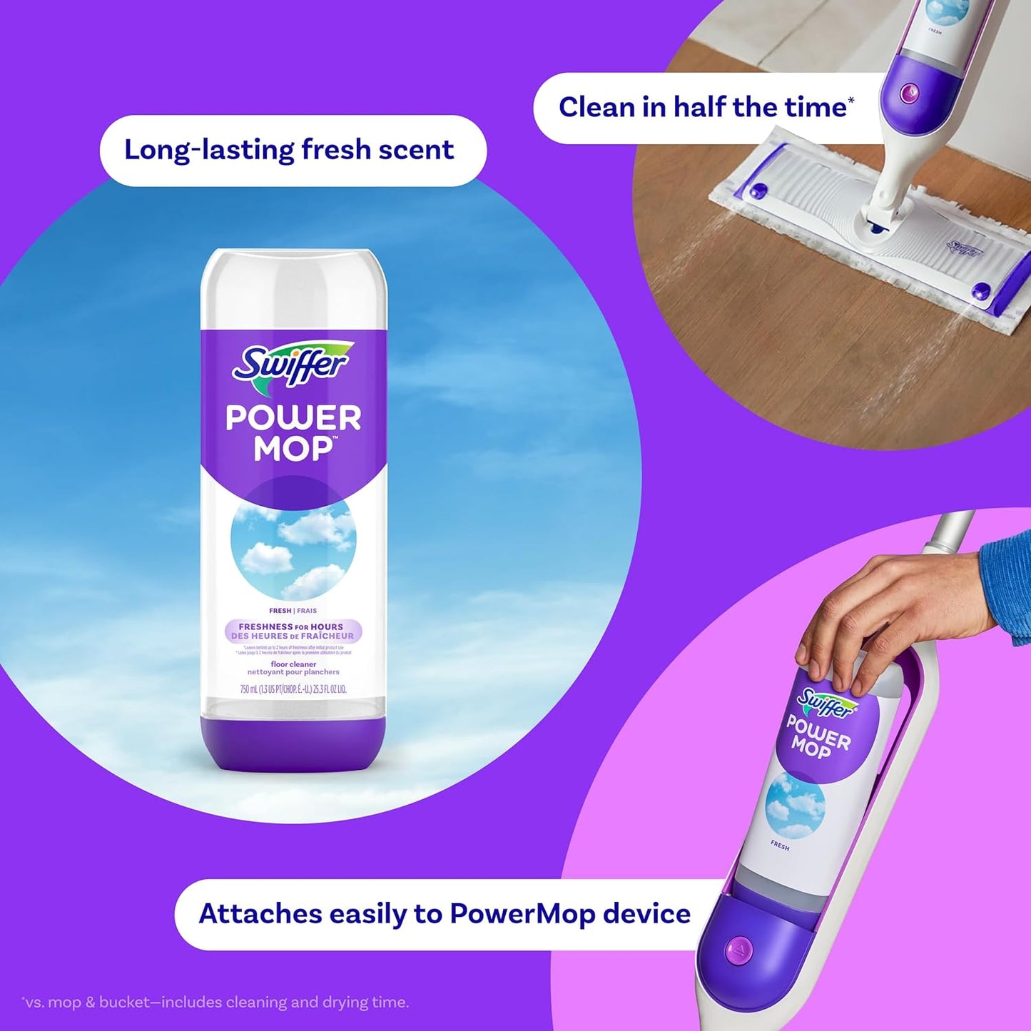 Swiffer PowerMop Floor Cleaning Solution with Lavender Scent, 25.3 fl oz, 2 Pack