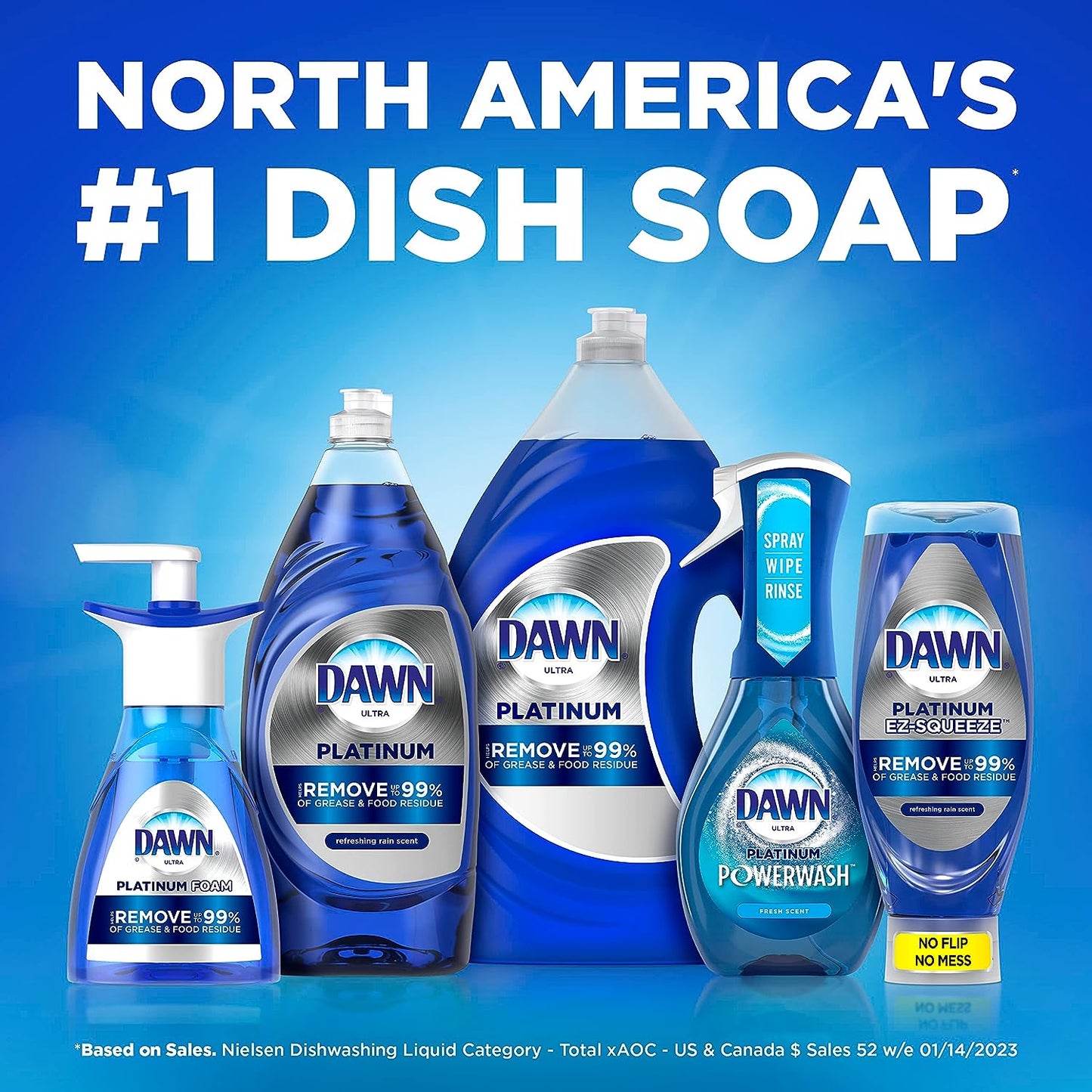 Dawn Platinum Powerwash Dish Spray, Dish Soap, Lemon Scent Refill, 16 oz, 1 Starter Kit + 3 Refills, 4 Total