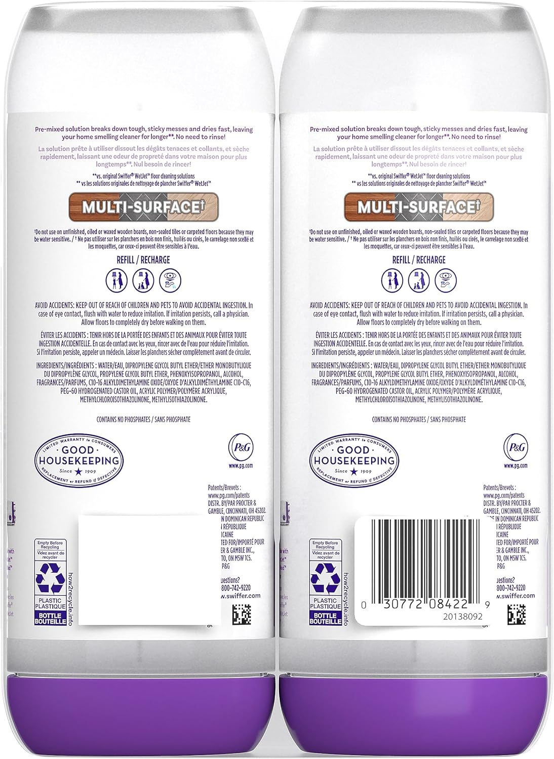 Swiffer PowerMop Floor Cleaning Solution with Lavender Scent, 25.3 fl oz, 2 Pack
