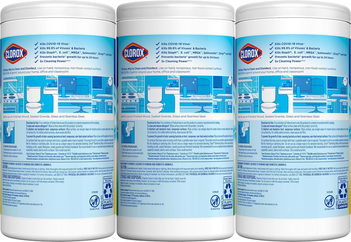 Clorox Disinfecting Wipes Value Pack, Household Essentials, 75 Count (Pack of 3)(Package May Vary)