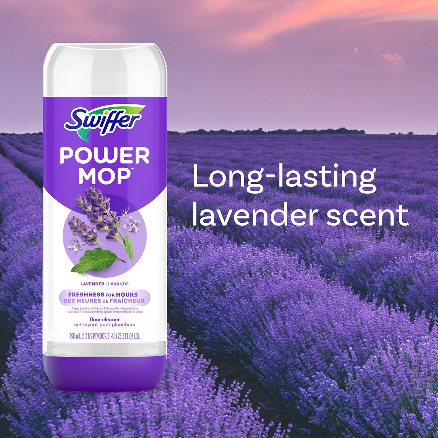 Swiffer PowerMop Floor Cleaning Solution with Lavender Scent, 25.3 fl oz, 2 Pack