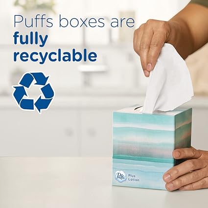 Puffs Plus Lotion Facial Tissue, 4 Cube Boxes, 56 Tissues Per Box