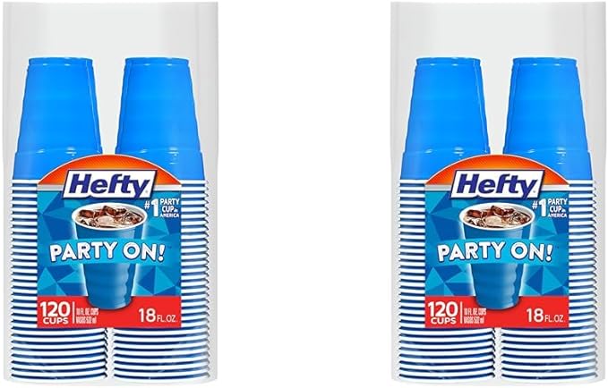 Hefty Marine Blue 18 Ounce Party Cups, 120 Count (Pack of 2)