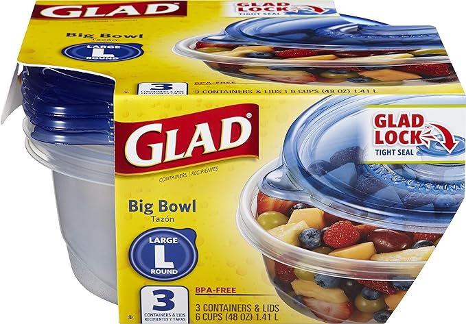 Glad Food Storage Containers, 3 Count- 6 Pack | Durable Food Storage Containers from Glad for Meals, Snacks, and Desserts | Glad Containers for Everyday Use