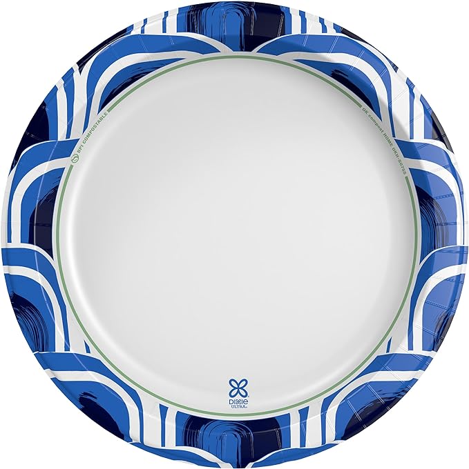 Dixie Ultra, Large Paper Plates, 11 Inch, 25 Count, 3X Stronger*, Heavy Duty, Microwave-Safe, Soak-Proof, Cut Resistant, Great for Heavy, Messy Meals