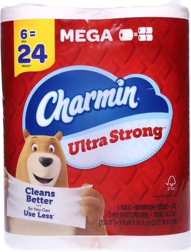 Charmin Ultra Strong Toilet Paper, 6 Mega Rolls = 24 Regular Rolls