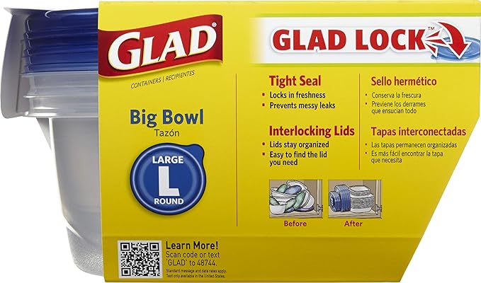 Glad Food Storage Containers, 3 Count- 6 Pack | Durable Food Storage Containers from Glad for Meals, Snacks, and Desserts | Glad Containers for Everyday Use