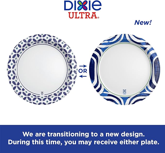 Dixie Ultra, Large Paper Plates, 10 Inch, 44 Count, 3X Stronger*, Heavy Duty, Microwave-Safe, Soak-Proof, Cut Resistant, Disposable Plates For Heavy, Messy Meals