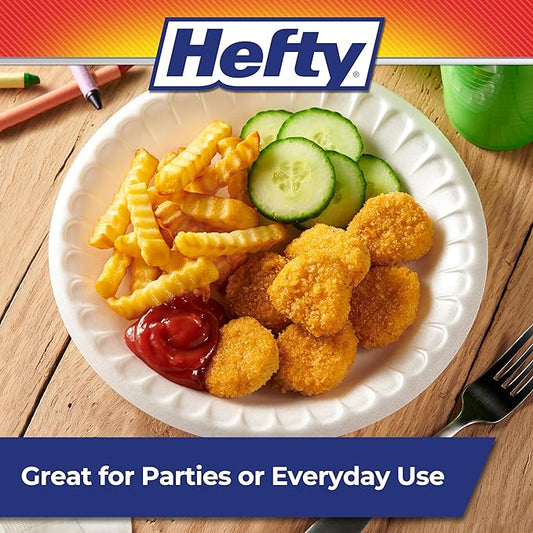 Hefty Everyday 9 Inch Foam Plates, White, 45 Count (Pack of 1)