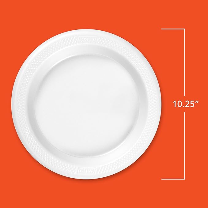 Hefty Deluxe Extra Strong & Deep Foam Plates, Round, White, 10.25 Inch, 15 Count (Pack of 4)