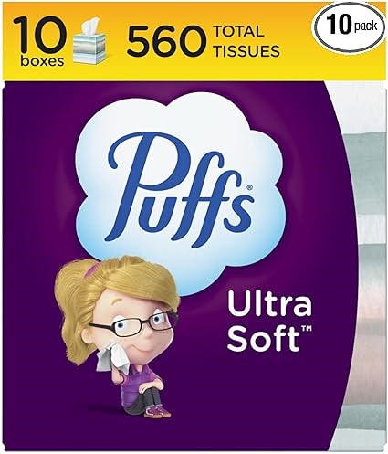 Puffs Ultra Soft Non-Lotion Tissues, 10 Cubes, 56 Tissues Per Box