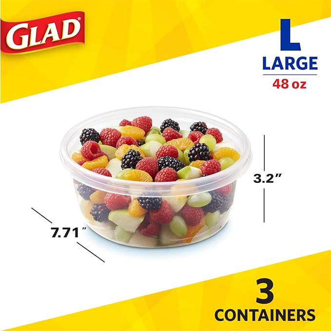 Glad Food Storage Containers, 3 Count- 6 Pack | Durable Food Storage Containers from Glad for Meals, Snacks, and Desserts | Glad Containers for Everyday Use