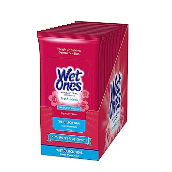 Wet Ones Antibacterial Hand Wipes, Fresh Scent Wipes | Travel Wipes Case, Antibacterial Wipes | 20 ct. Travel Size Wipes (10 pack)