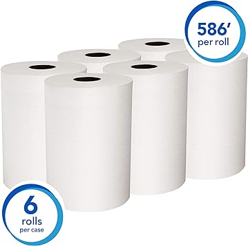 Scott Control Slimroll Hard Roll Paper Towels (12388) with Fast-Drying Absorbency Pockets, White, 6 Rolls / Case, 580' / Roll