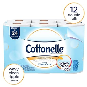 Cottonelle Ultra CleanCare Standard Roll Bathroom Tissue (12456), 48 Rolls / Case (4 Packs of 12), 170 Sheets / Roll