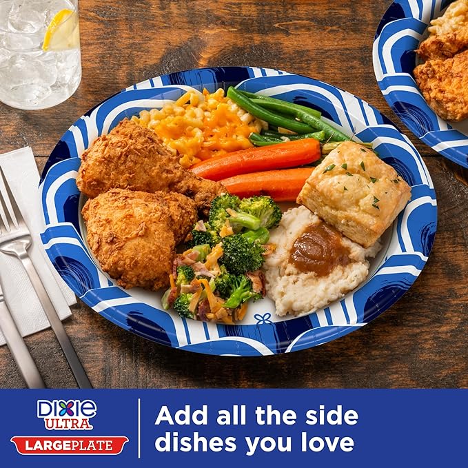 Dixie Ultra, Large Paper Plates, 11 Inch, 25 Count, 3X Stronger*, Heavy Duty, Microwave-Safe, Soak-Proof, Cut Resistant, Great for Heavy, Messy Meals (Pack of 4)
