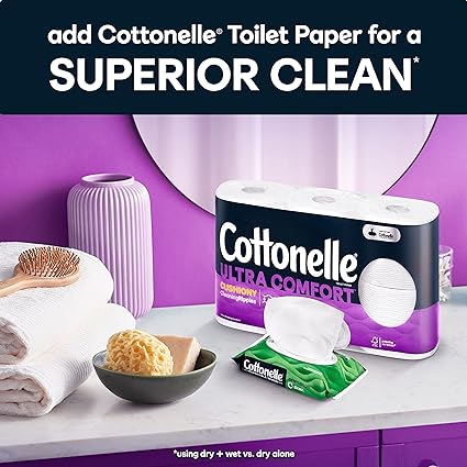 Cottonelle Ultra Comfort Toilet Paper with Cushiony CleaningRipples, 2-Ply, 24 Family Mega Rolls (4 Packs of 6) (24 Family Mega Rolls = 108 Regular Rolls), 325 Sheets per Roll, Packaging May Vary