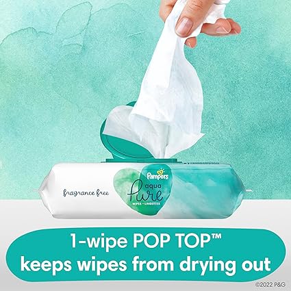 Pampers Aqua Pure 99% Water Sensitive Baby Wipes - 448 Count