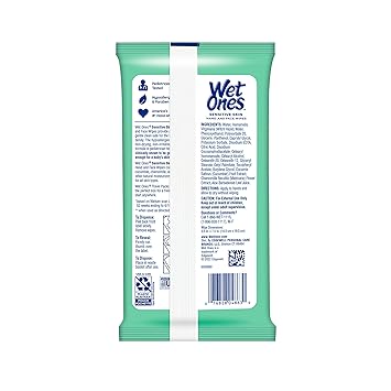 Wet Ones Hand Wipes for Sensitive Skin | Wipes Case for Hand and Face | 20 ct. Travel Size (10 pack)