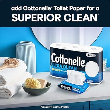 Cottonelle Freshfeel Flushable Wet Wipes, Adult Wet Wipes, 8 Flip-Top Packs, 42 Wipes per Pack (8 Packs of 42) (336 Total Flushable Wipes), Packaging May Vary