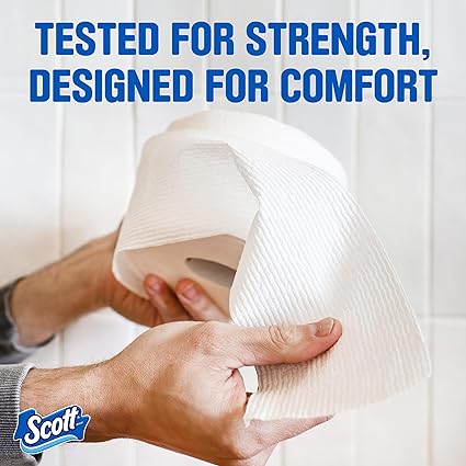 Scott Comfort Plus Toilet Paper, 12 Double Rolls, 231 Sheets per Roll, Septic-Safe, 1-Ply Toilet Tissue