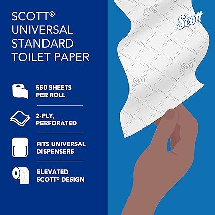 Scott® Professional Standard Roll Toilet Paper (04460), with Elevated Design, 2-Ply, White, Individually wrapped