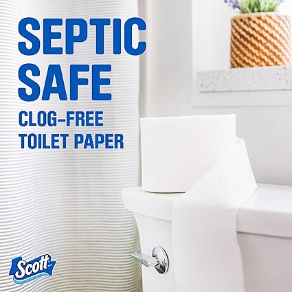 Scott Comfort Plus Toilet Paper, 12 Double Rolls, 231 Sheets per Roll, Septic-Safe, 1-Ply Toilet Tissue