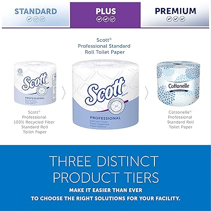 Scott® Professional Standard Roll Toilet Paper (04460), with Elevated Design, 2-Ply, White, Individually wrapped